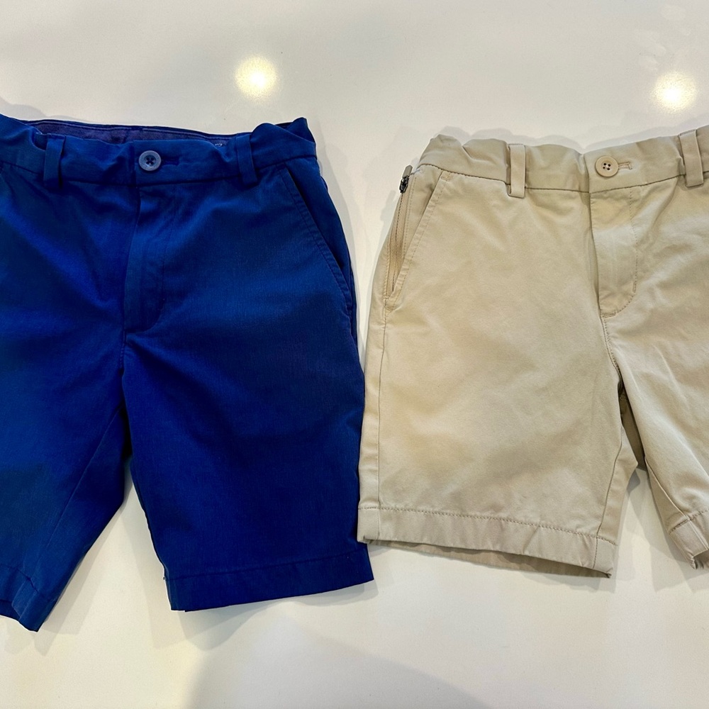 2 Pairs of Vineyard Vines Kids Navy and Khaki Shorts Size 8
